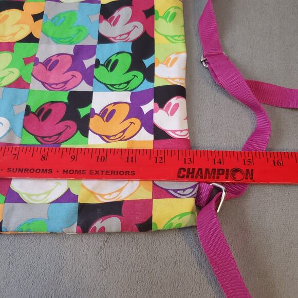 Disney Parks Authentic Original Mickey Mouse Clothe Backpack Colorful Faces Fold - Picture 11 of 11